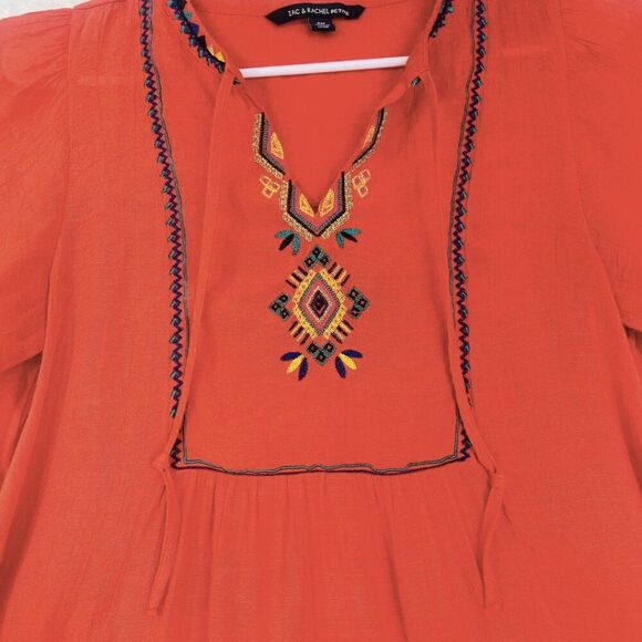 Anthropologie Zac & Rachel Burnt Orange Embroidered Women's Short Sleeve Top - Picture 7 of 10